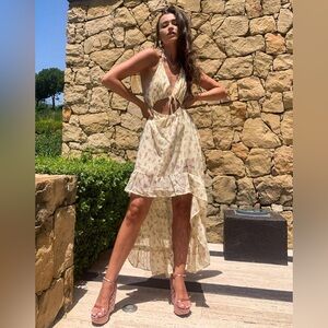 🌼 ASOS DESIGN Yellow Ditsy Floral High-Low Beach Dress 🌼.